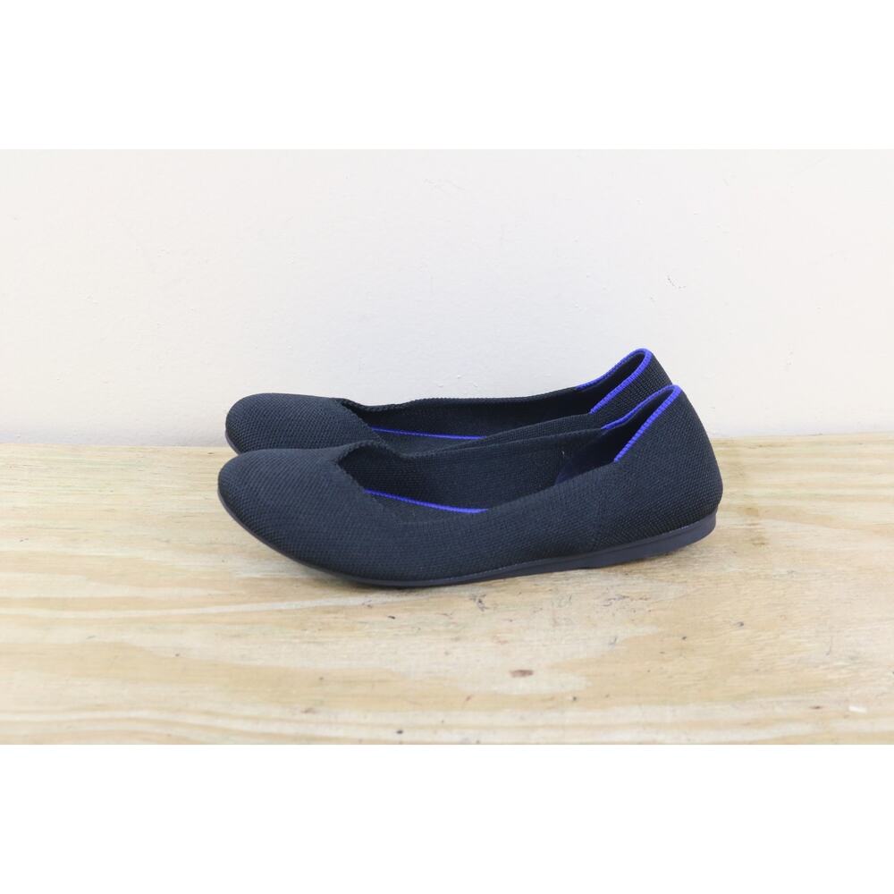 Rothy's Flats Womens 6 Round Toe Ballet Flats Black Blue Slip Ons Shoes
